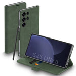 Luxury Magnetic Plating Frosted Leather Flip Wallet Case with Stand for Samsung Galaxy S25 Ultra