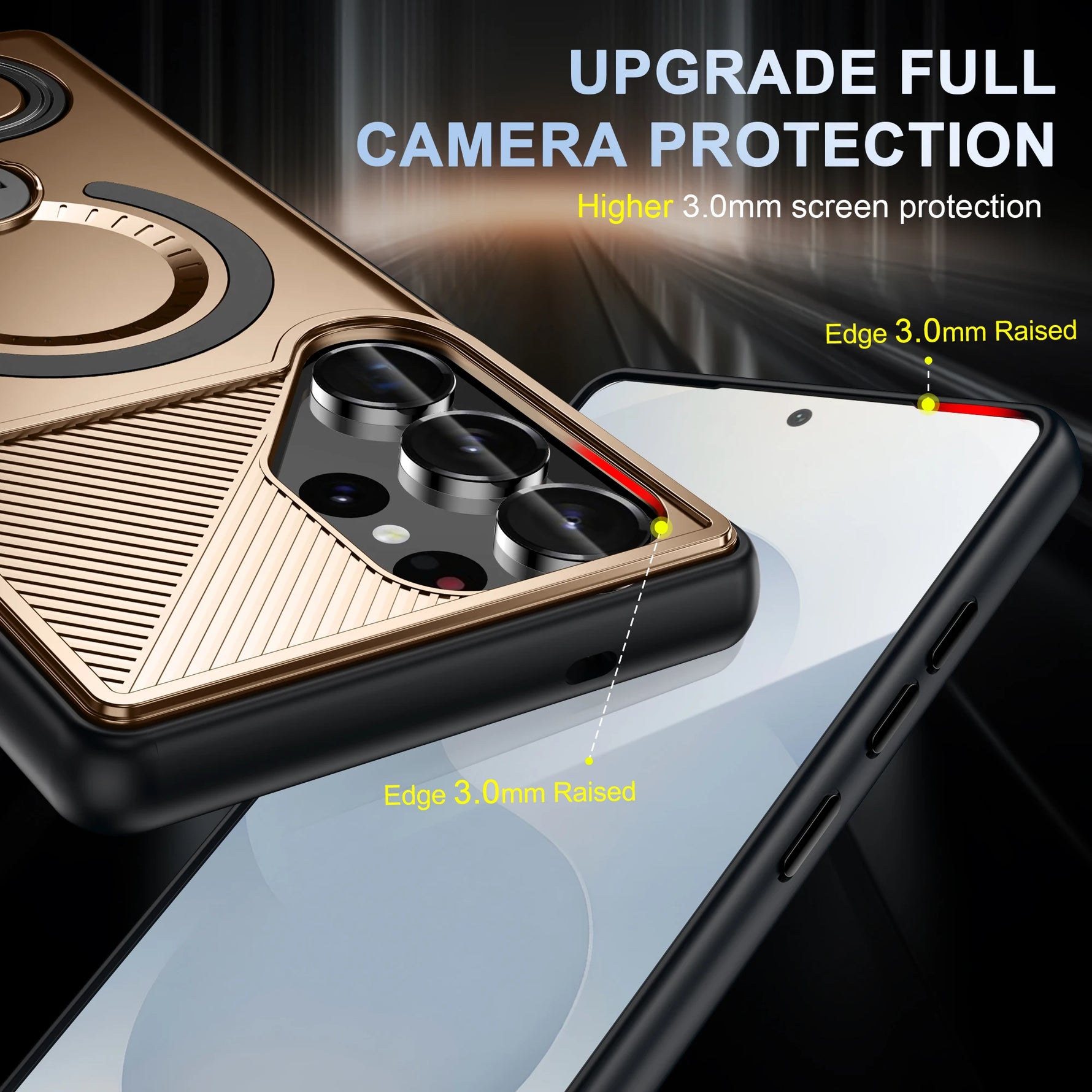 Heavy Duty Magnetic Case with Metal Ring Grip for Samsung Galaxy S25 Series