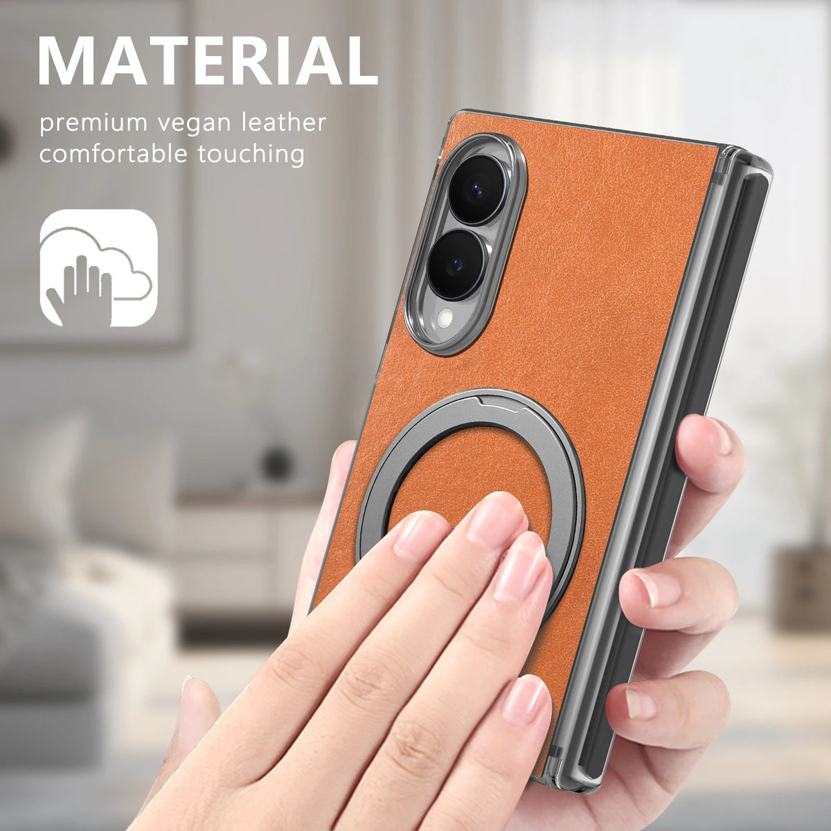 Luxury Magnetic Leather Case with 360° Rotating Kickstand for Samsung Galaxy Z Fold 8