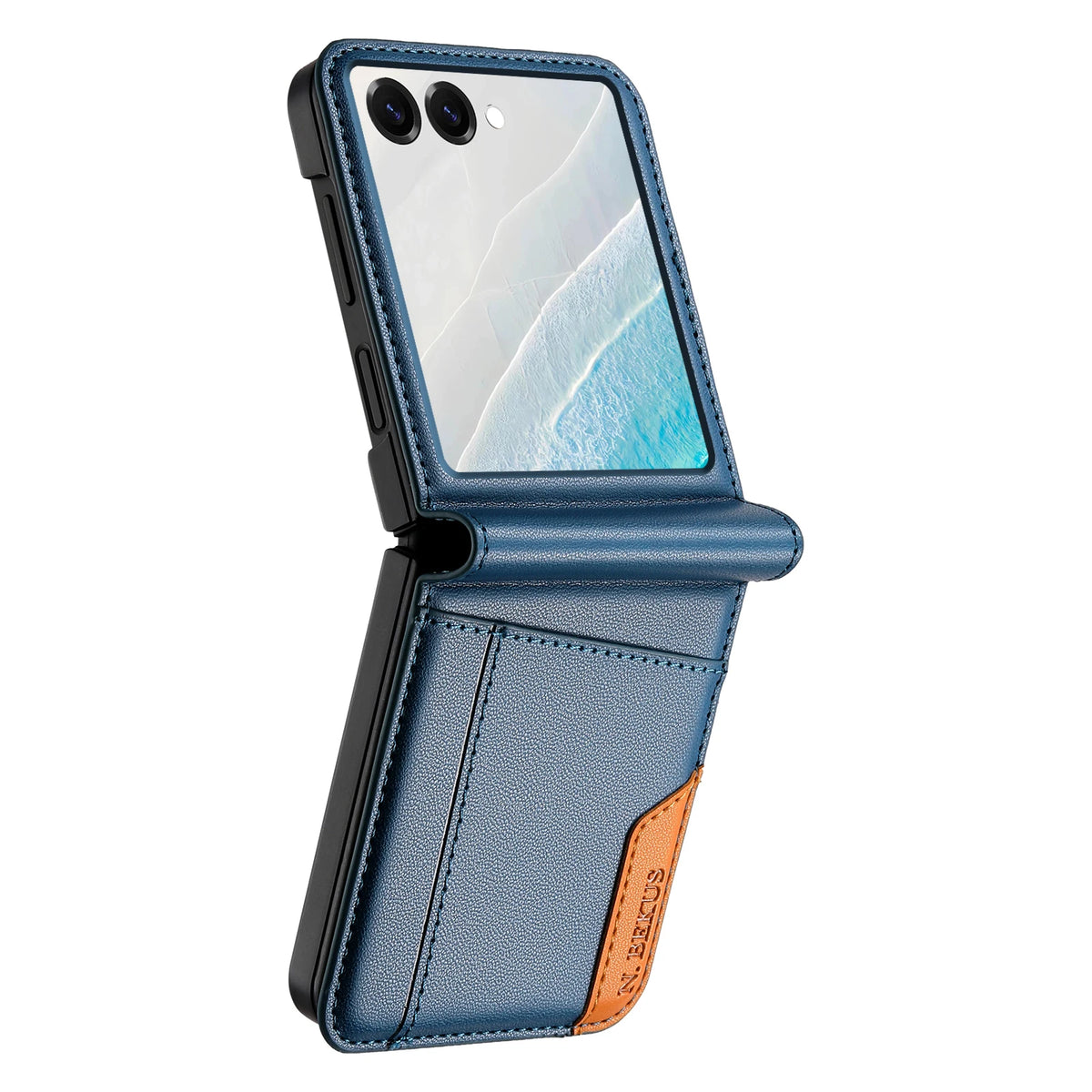 Leather Flip Case with Clear Display Window for Samsung Galaxy Z Flip 8