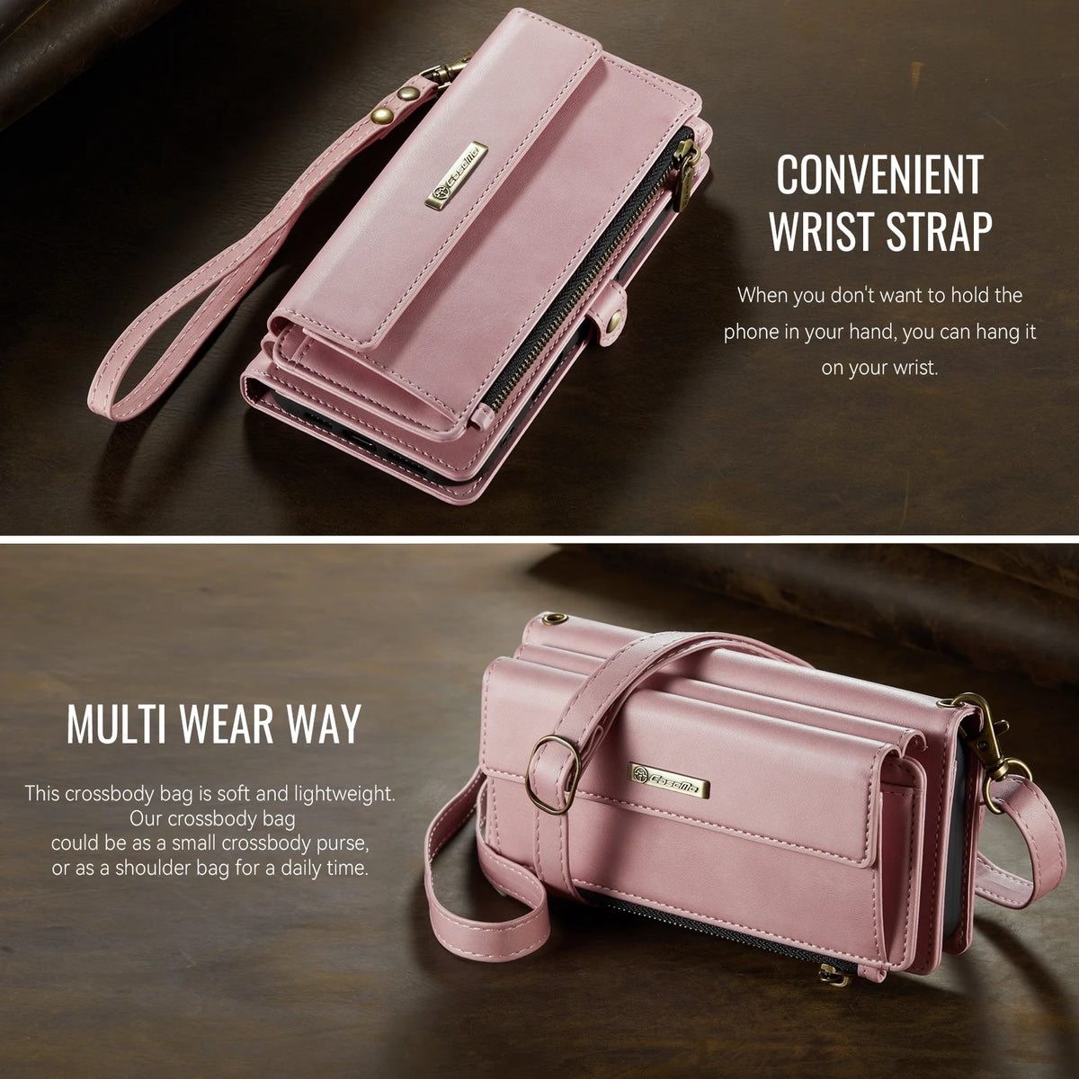 Leather Crossbody Wallet Case with Detachable Wrist Lanyard for iPhone 18 Series