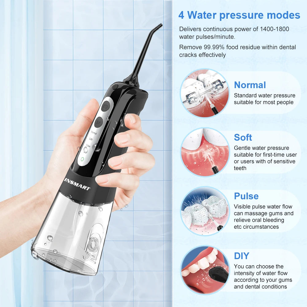 INSMART Portable Oral Irrigator with 300ML Water Tank for Deep Clean