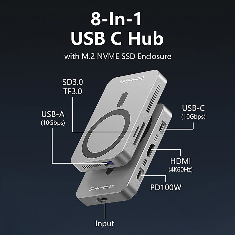 Blueendless Magnetic M.2 NVME SSD Docking Hub