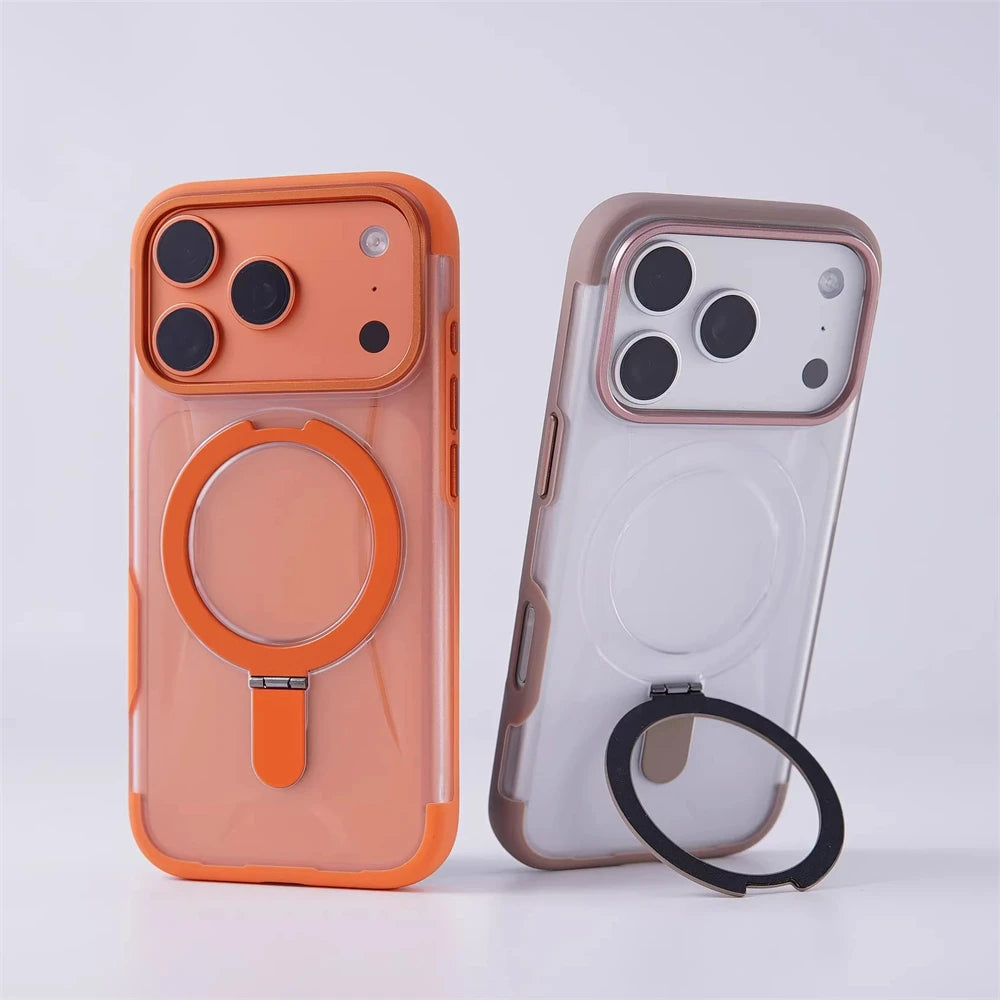 Premium Translucent MagSafe Case with Ring Kickstand for iPhone 17 Series