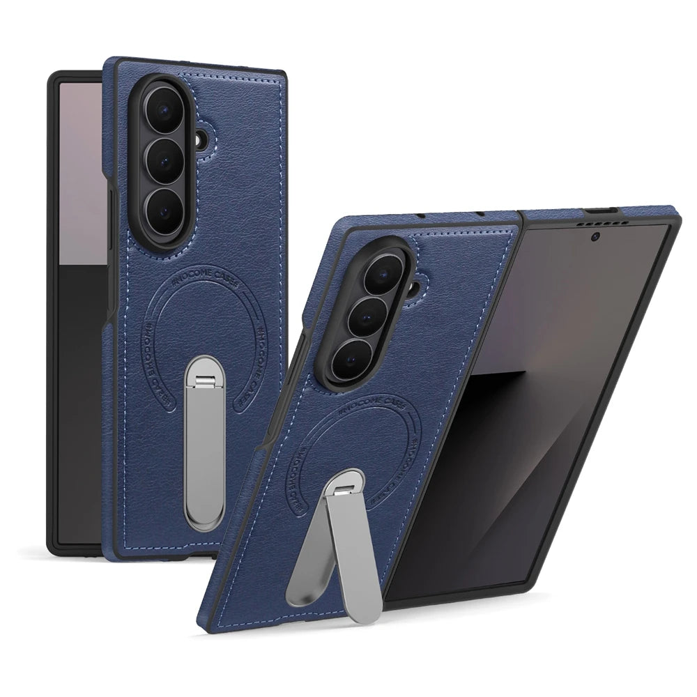 Samsung Galaxy Z Fold 6 Magnetic Leather Case with Kickstand