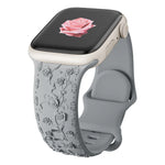 Rose Floral Engraved Strap Replacement Band for Apple Watch