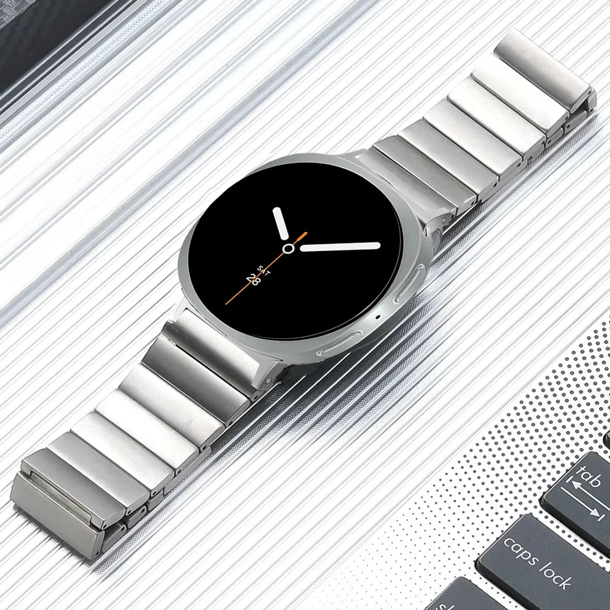 Stainless Steel Link Bracelet Band with Quick-Release Pins for Samsung Galaxy Watch 9