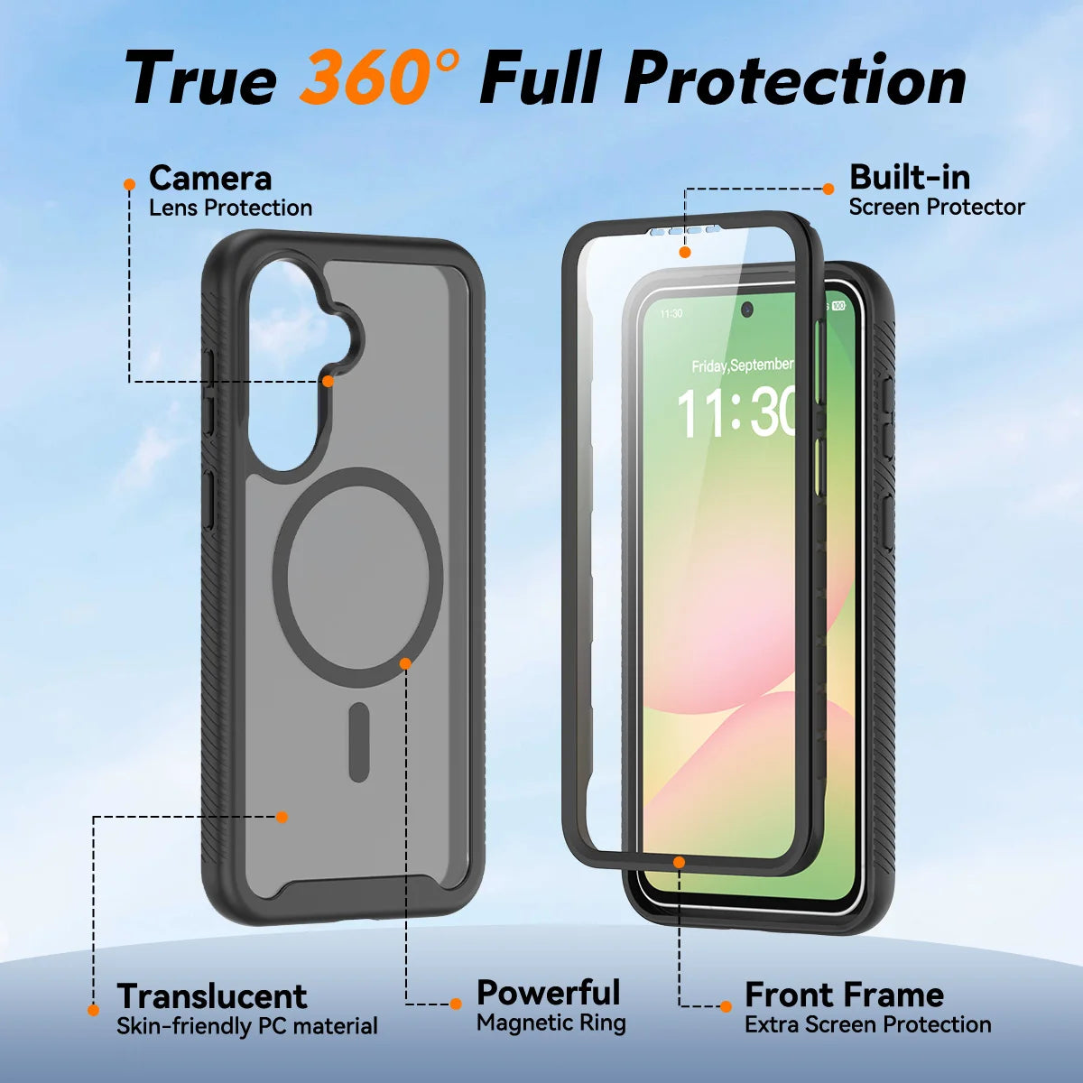 Samsung Galaxy A57 Magnetic Armor Case with PET Screen Guard