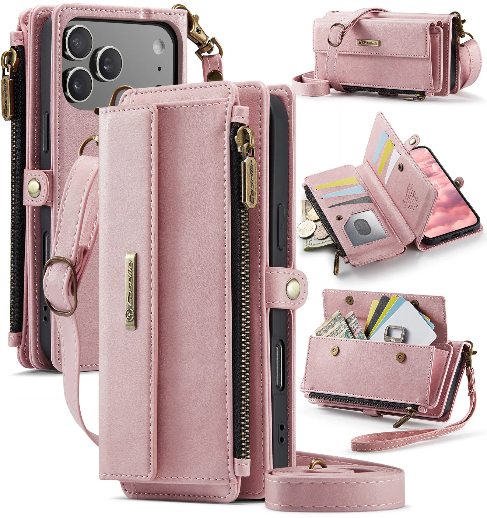 iPhone 17 Series Crossbody Wallet Case with Long Lanyard and Magnetic Flip