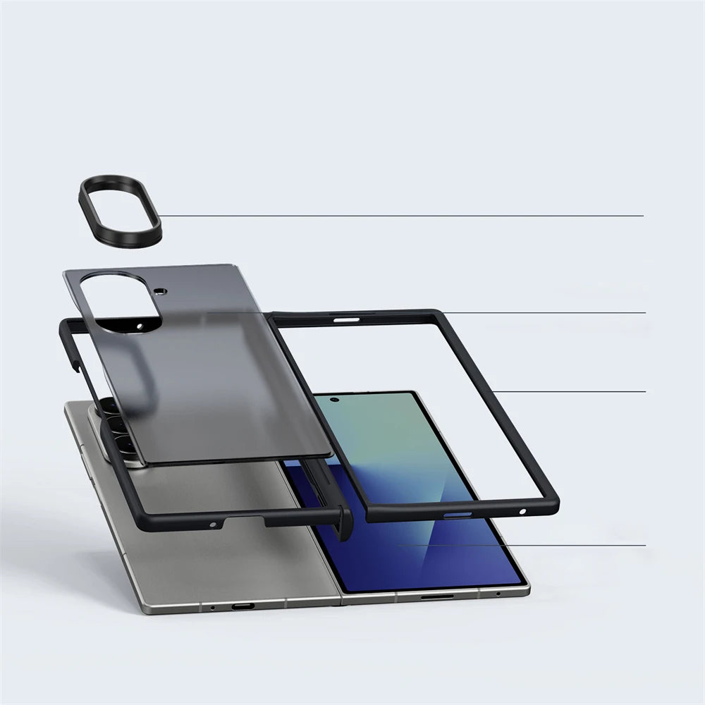 Luxury Matte Skin-Feel Case with Raised Camera Ring Protection for Samsung Galaxy Z Fold 7