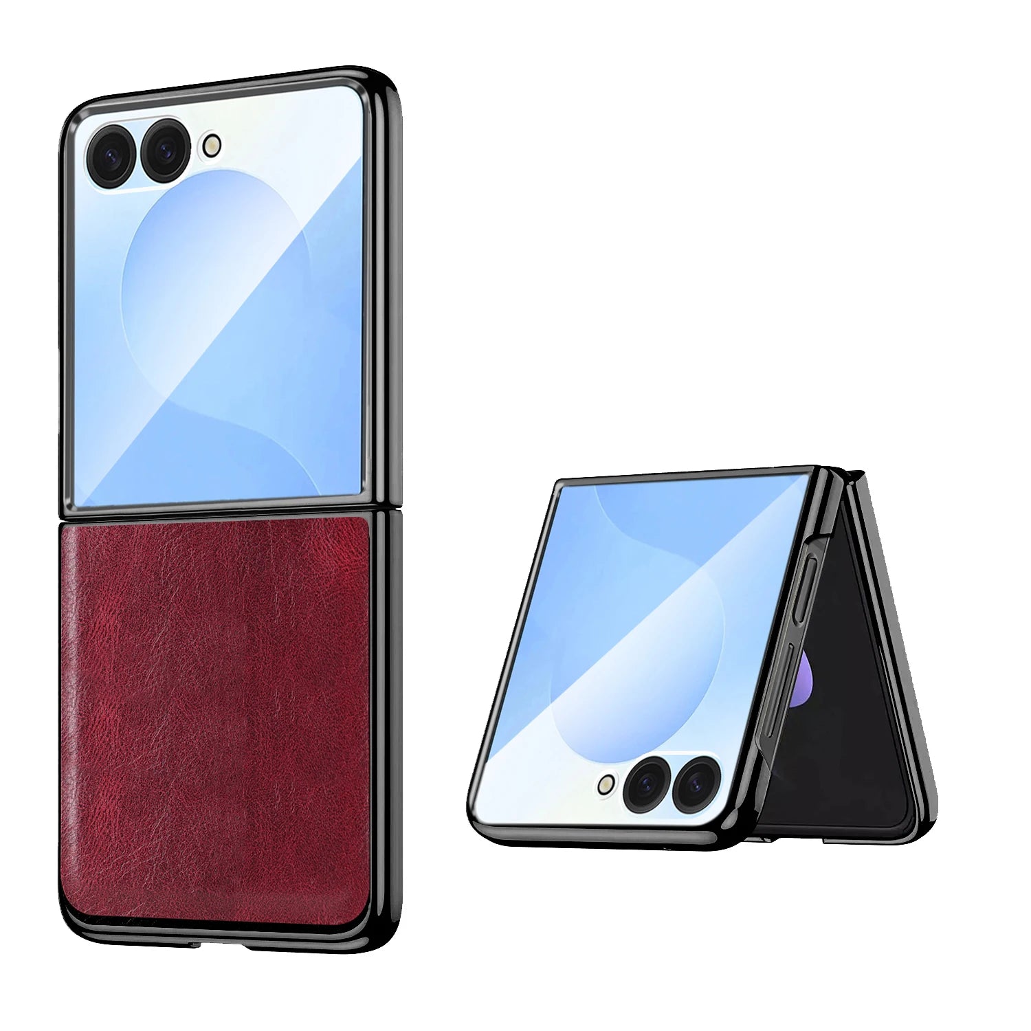 Luxury Leather Case with Tempered Glass Screen Protector for Samsung Galaxy Z Flip 8