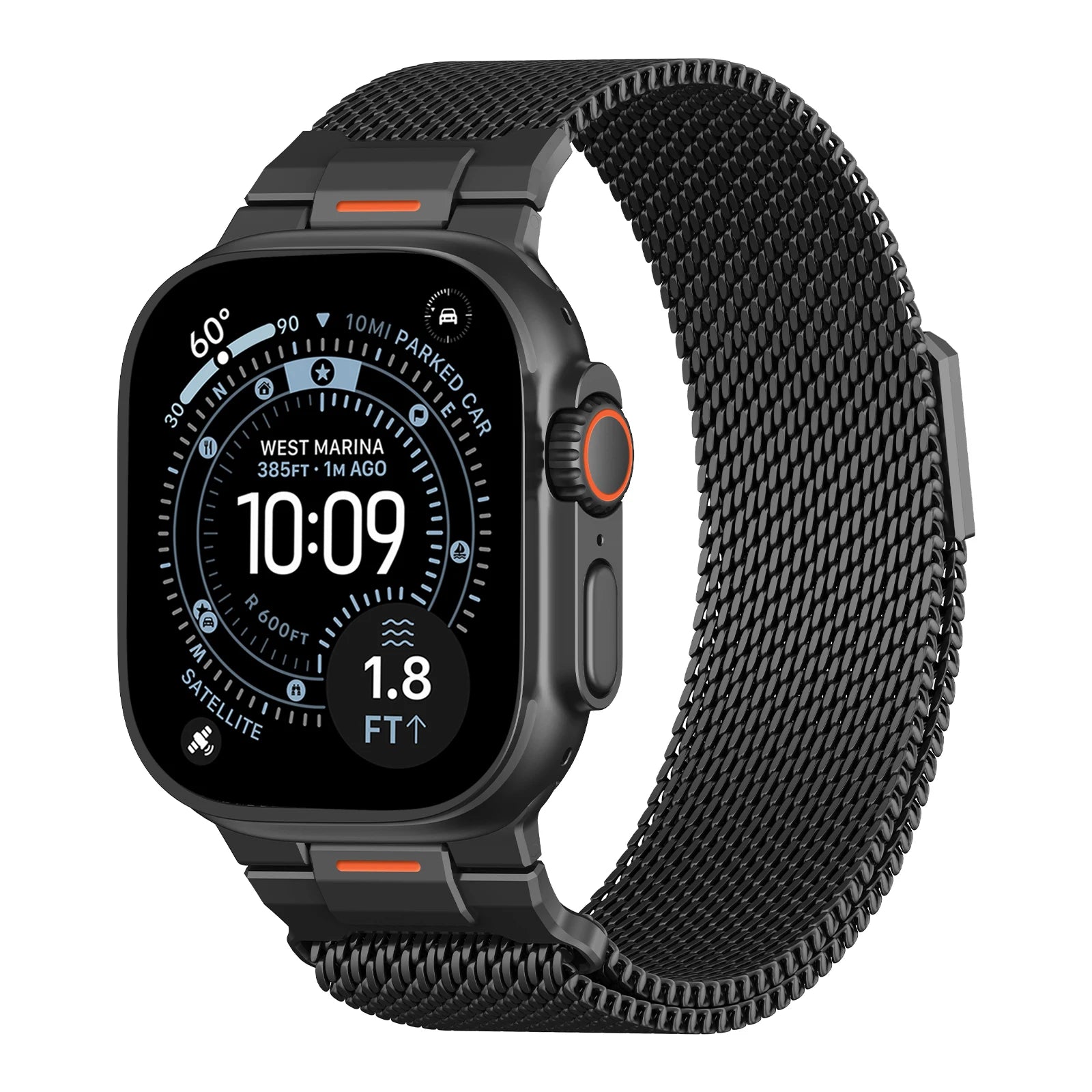 Elegant Mechanical Milanese Loop Strap with Apple Watch