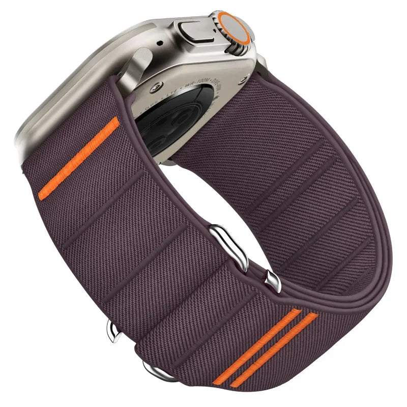 Woven Nylon Loop Closure Band with Shaped Buckle for Apple Watch