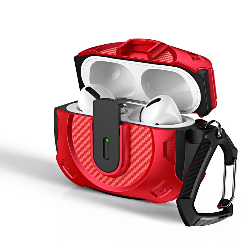 Secure Lock Carbon Fiber Hard Shell Case for AirPods Pro 2