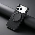 Skin-Feel Leather Case with 360° Rotating Ring for iPhone 17 Series