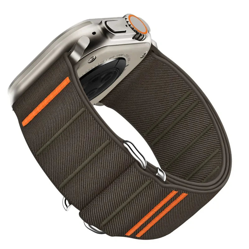 Woven Nylon Loop Closure Band with Shaped Buckle for Apple Watch
