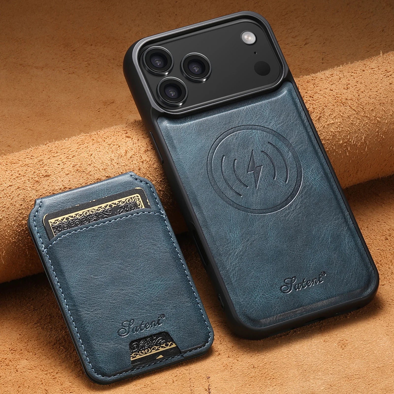 iPhone 17 Series MagSafe Leather Case with Detachable Card Sloth