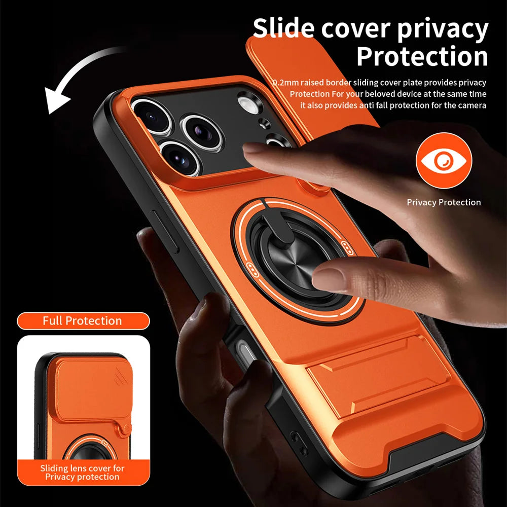 iPhone 17 Series MagSafe Case with Sliding Lens Cover and Stand