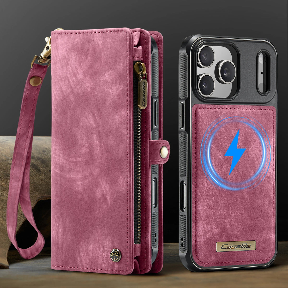 Leather Wallet Case with Zippered Coin Pouch for iPhone 18 Series