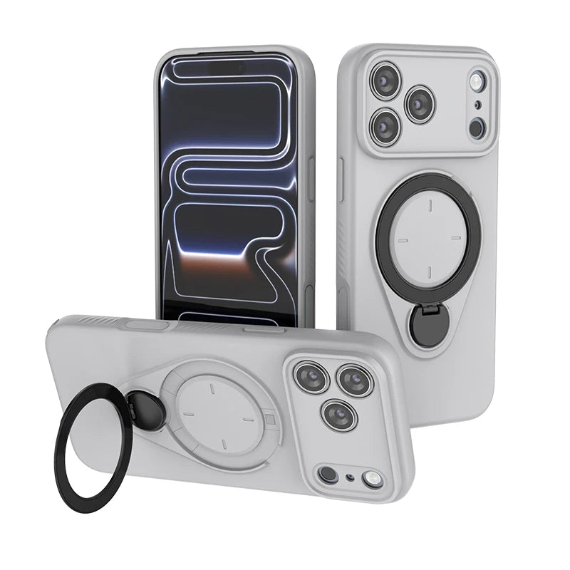 Soft TPU Shockproof MagSafe Case with 360° Rotating Metal Ring Stand for iPhone 17 Series