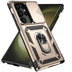 Military Grade Slide Camera Lens Armor Case with Ring Stand for Samsung Galaxy S25 Series