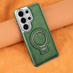Premium Leather Magnetic Case with Ring Kickstand for Samsung Galaxy S26 Series