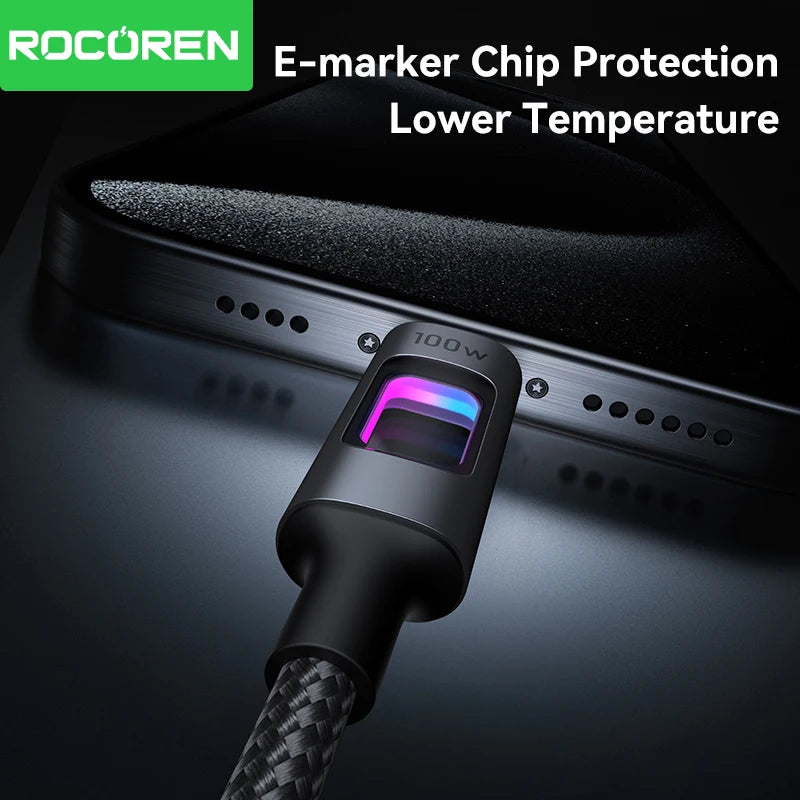 Rocoren PD 100W USB-C to USB-C Fast Charging Cable