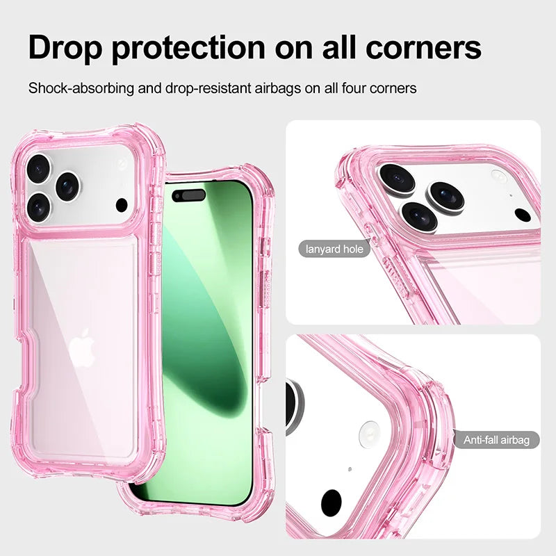 Drop-Resistant Clear Armor Case with Four-Corner Airbags for iPhone 17 Series