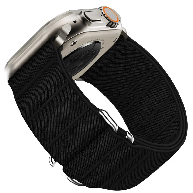 Woven Nylon Loop Closure Band with Shaped Buckle for Apple Watch
