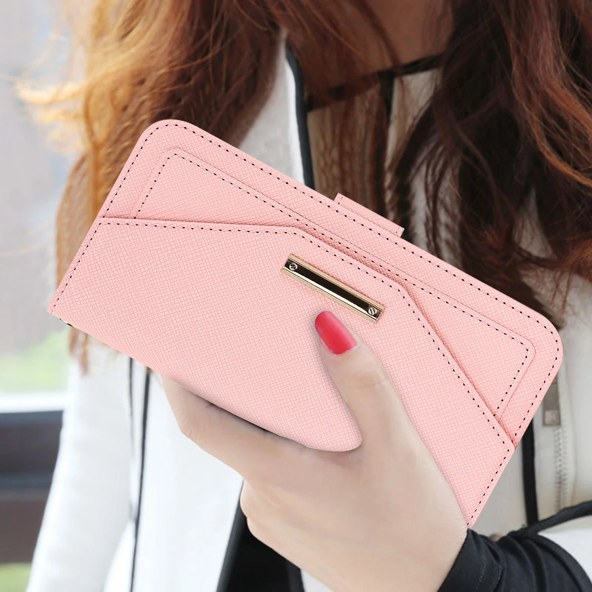 Crossbody Wallet Case with Mirror and Shoulder Strap for iPhone 18 Series