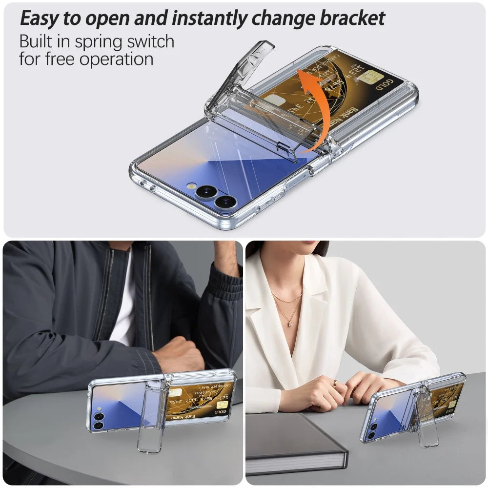 Slim Matte PC Wallet Case with Card Holder for Samsung Galaxy Z Flip 7