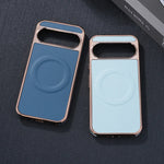 Soft Edge Leather Plating Magnetic Case for Google Pixel 9 Series