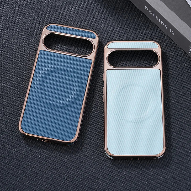Soft Edge Leather Plating Magnetic Case for Google Pixel 9 Series