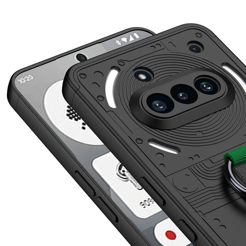 Nothing Phone 3a Hard PC Case with Finger Ring & Elastic Wrist Strap
