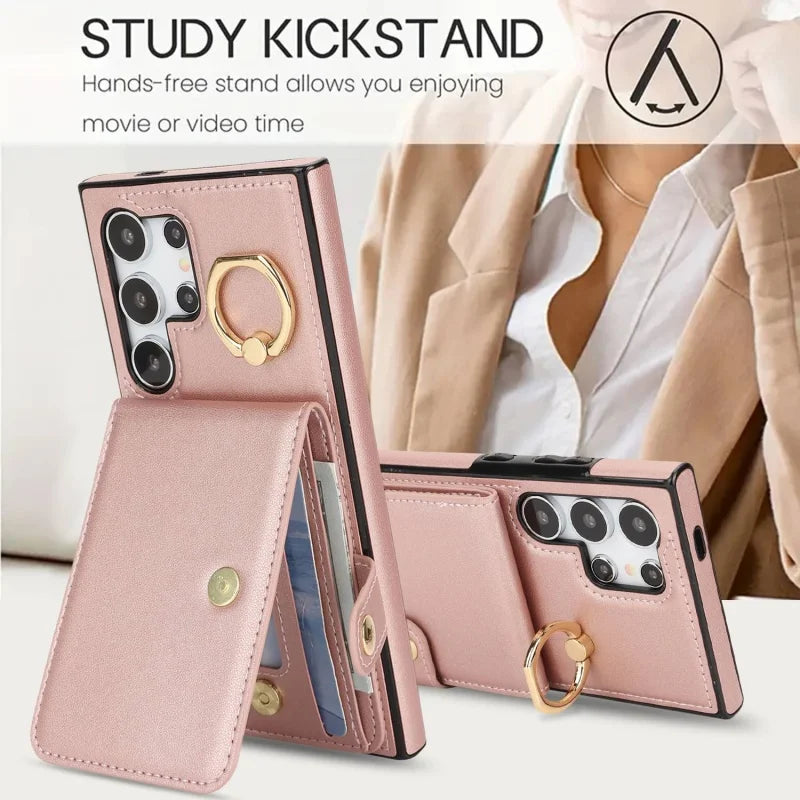 Protective Leather Wallet Case with Card Slots for Samsung Galaxy S24 Series