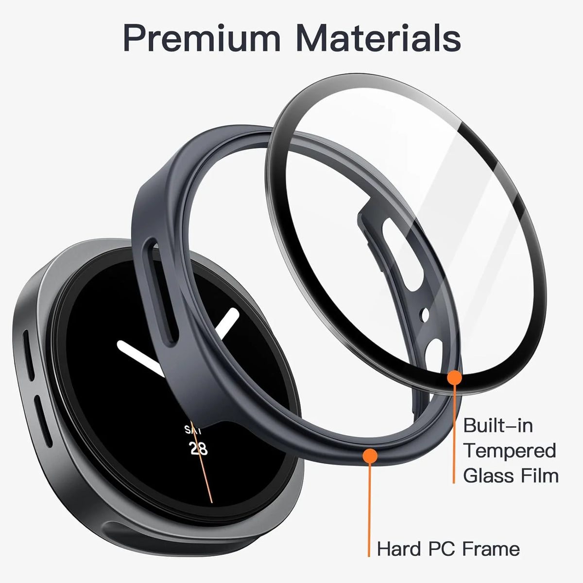 Tempered Glass Screen Protector Case for Samsung Galaxy Watch 8