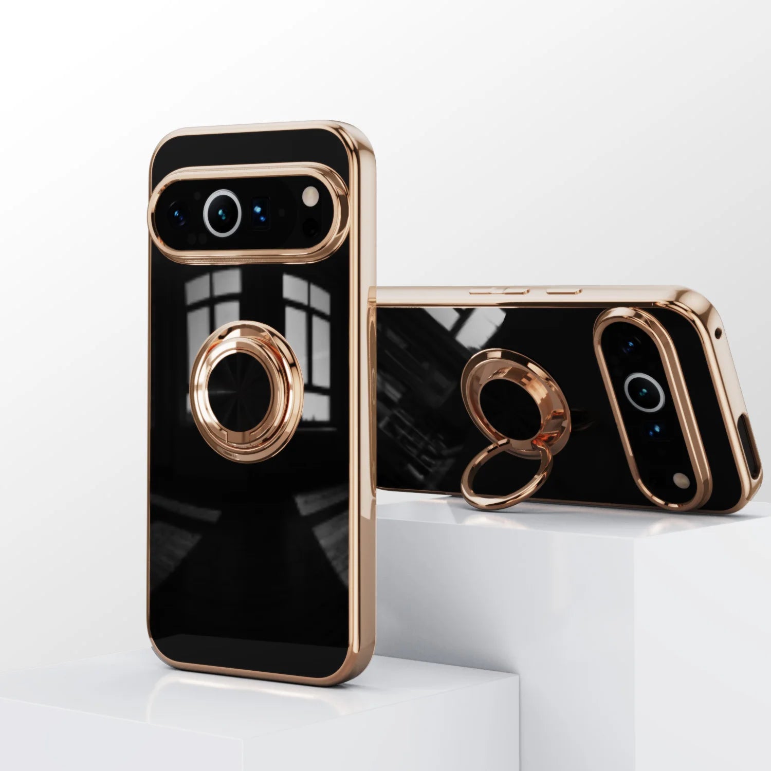 Luxury Flexible Shockproof Case with Plating Ring Holder for Google Pixel 10 Series