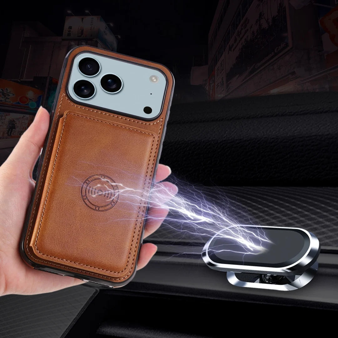RFID Blocking Magnetic Leather Wallet Phone Case for iPhone 17 Series