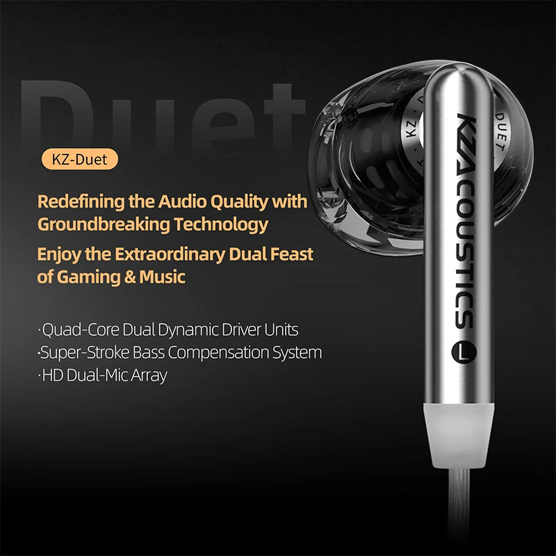 KZ Duet Quad-Core Dual Dynamic Driver Earphones