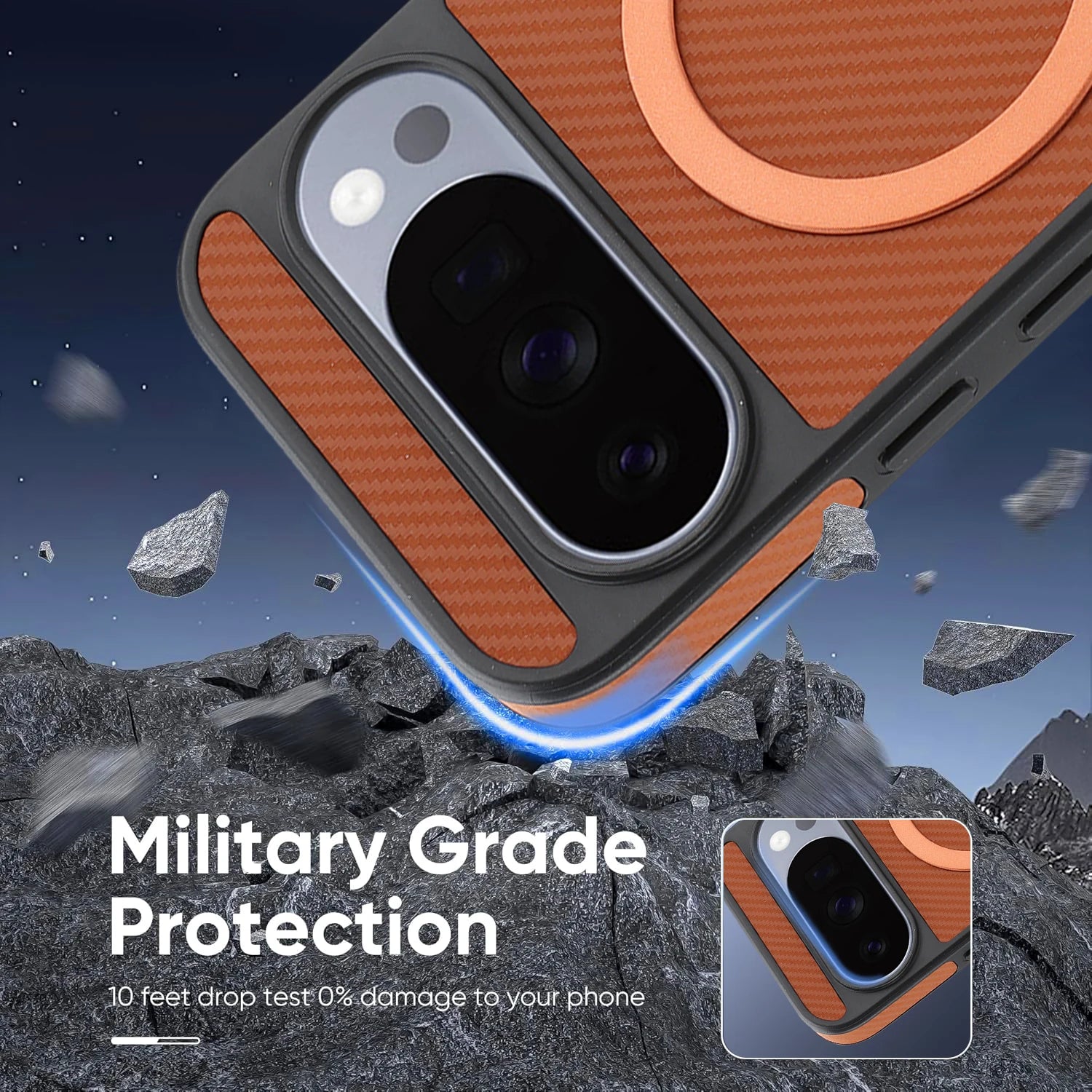 Carbon Fiber Magnetic Leather Case for Google Pixel 9 Series