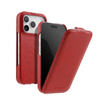 Vertical Flip Cowhide Leather MagSafe Case for iPhone 17 Series