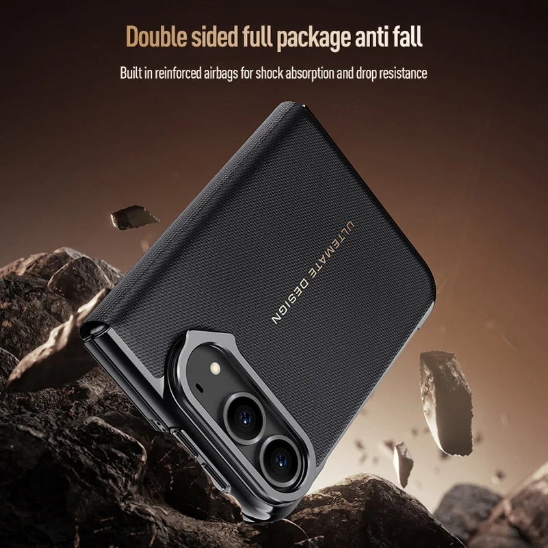 Leather Flip Case with Automatic Magnetic Closure for iPhone Duo