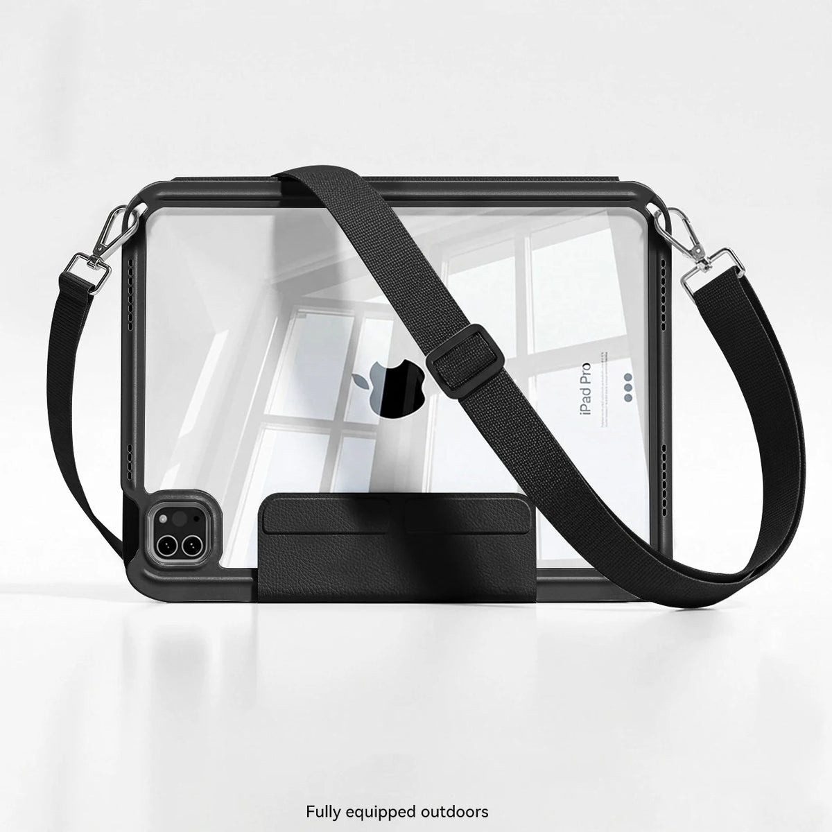 Folding Stand Case with Clear Back and Shoulder Strap for iPad (11th Generation)