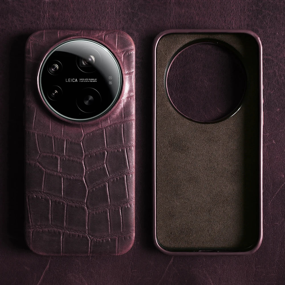 Genuine Leather Bumper Case with Raised Camera Ring for Xiaomi 17 Series