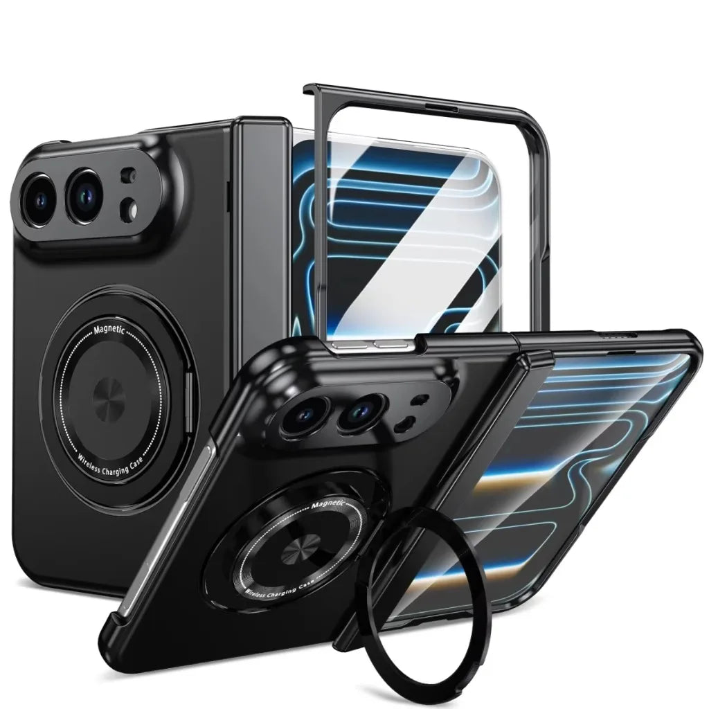 Shockproof Hard PC MagSafe Case with 360° Rotating Ring Stand for iPhone Duo