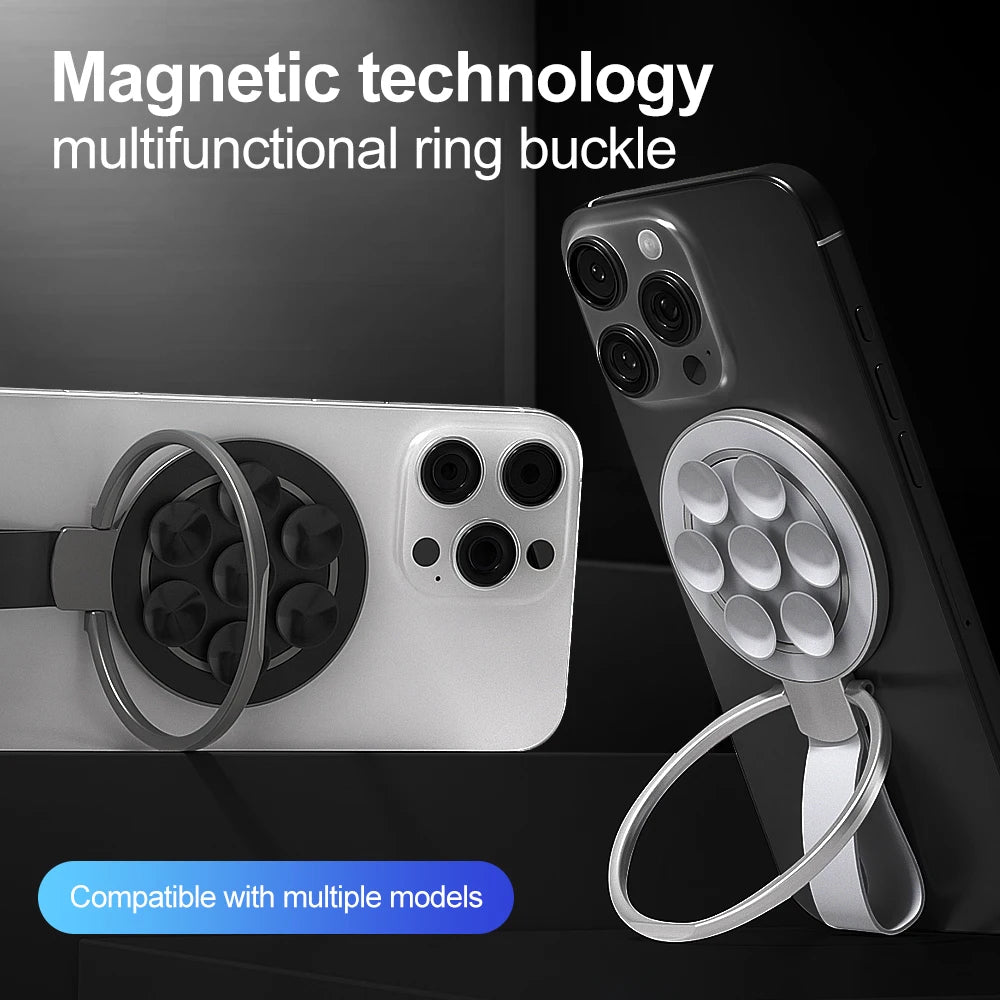Portable Makeup Mirror with Magnetic Phone Mount and Suction Base
