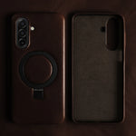 Textured Leather Case with 90° Rotating Magnetic Bracket Stand for Samsung Galaxy A36