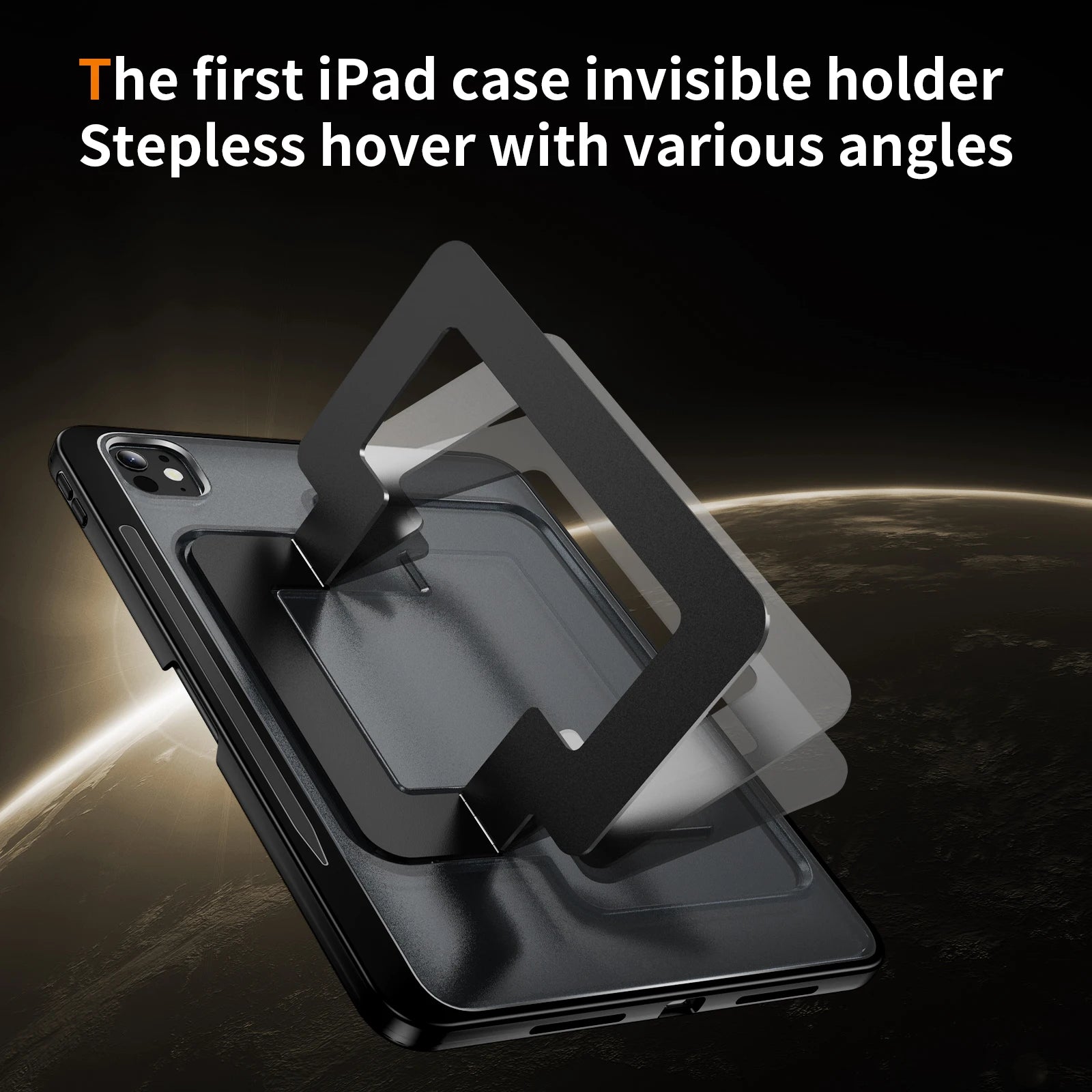 iPad Pro M4 (2024) Acrylic Case with Shockproof Protection & Metal Kickstand Grip