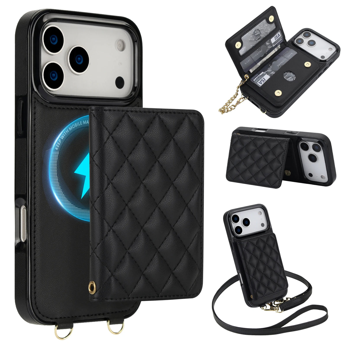 2-in-1 Detachable MagSafe Wallet Case with Crossbody Strap for iPhone 18 Series