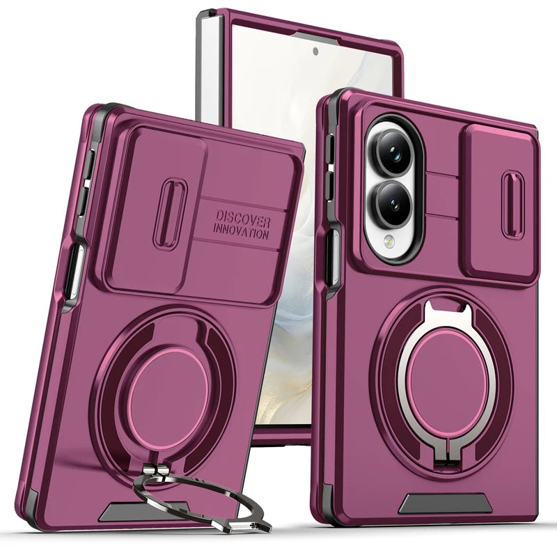 Heavy Duty PC+TPU Case with Rotating Ring Magnetic Car Mount Bracket for Samsung Galaxy Z Fold 8